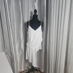 Express White Asymmetrical Draped Blouse